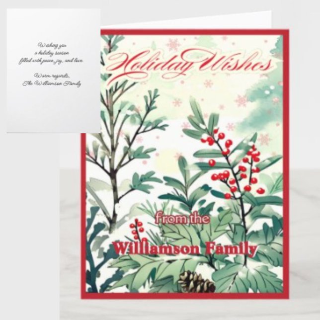 Tarjeta Festiva Deseos feriales Verdor Verde Invierno Nochebuena B (Subido por el creador)