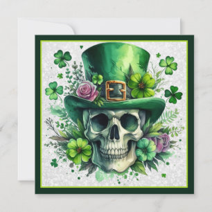 Tarjeta Festiva Deseos Festivos de Calavera para el Día de San Pat