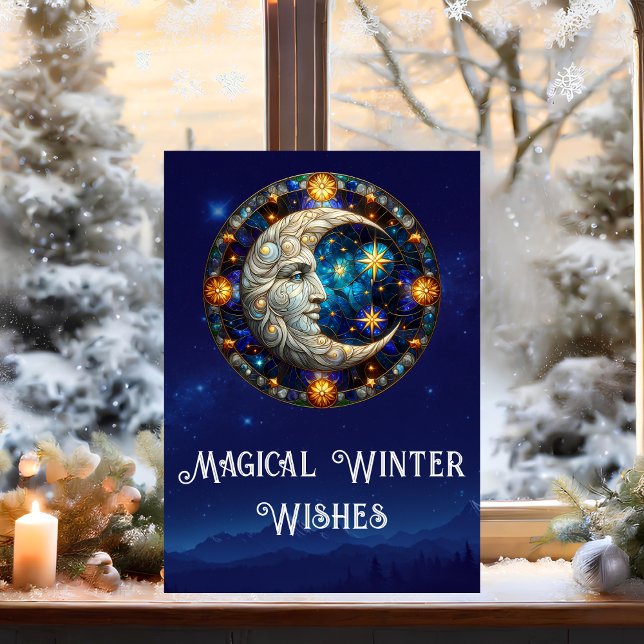 Tarjeta Festiva Deseos Mágicos de Invierno Luna Celestial de Navid (Subido por el creador)