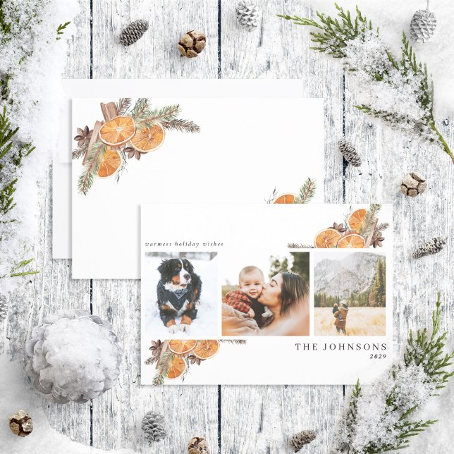 Tarjeta Festiva Deseos más cálidos Boho Citrus Botanico 3 Foto Hol (Subido por el creador)