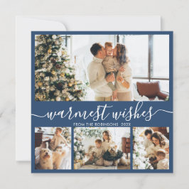 Tarjeta Festiva Deseos más cálidos Elegantes 4 Navidades de Collag