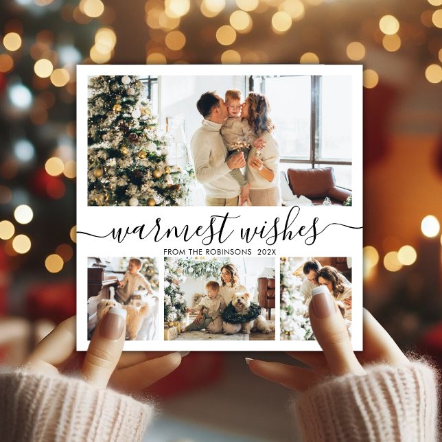 Tarjeta Festiva Deseos más cálidos Elegantes 4 Navidades de Collag (Subido por el creador)