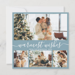 Tarjeta Festiva Deseos más cálidos Elegantes 4 Navidades de Collag