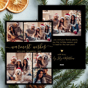 Tarjeta Festiva Deseos más cálidos Guión 5 Navidades de Collage de