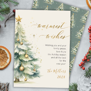 Tarjeta Festiva Deseos más cálidos Moda Guión dorado Árbol de Navi