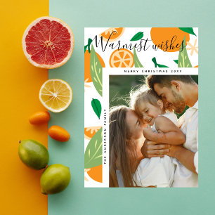 Tarjeta Festiva Deseos más cálidos Naranja Grove Navidades Foto
