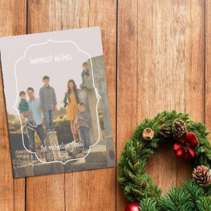 Tarjeta Festiva Deseos más cálidos Navidades de marco geométrico d