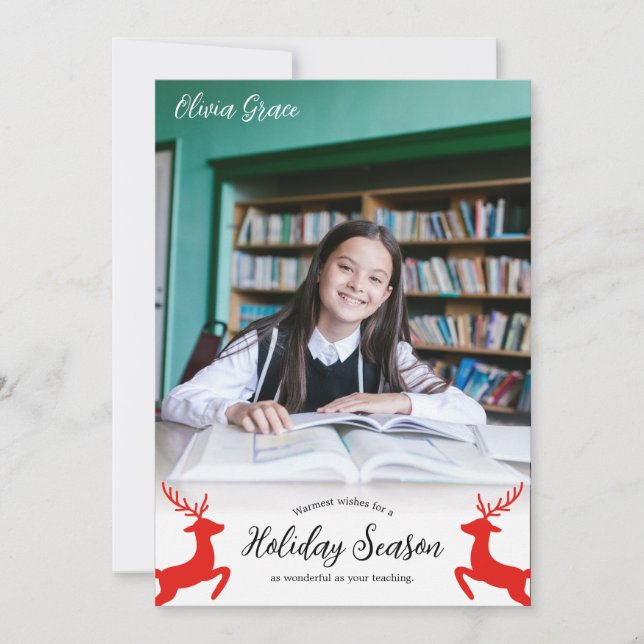 Tarjeta Festiva Deseos Más Calurosos Del Estudiante Para El Profes (Anverso)