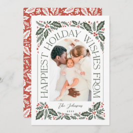 Tarjeta Festiva Deseos más felices Collage de fotos Arch Holly Ber