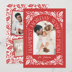 Tarjeta Festiva Deseos más felices rojos Arch Berry 3 Collage de f