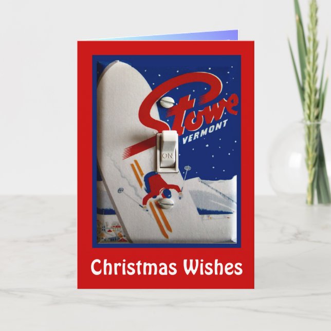 Tarjeta Festiva Deseos navidades, Stowe, Vermont (Anverso)