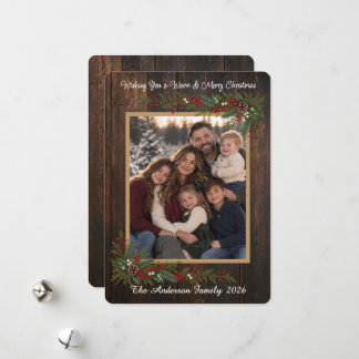 Tarjeta Festiva Deseos Navideños Cálidos Foto Familiar