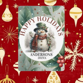 Tarjeta Festiva Deseos Navideños de Vacaciones del Muñeco de Nieve