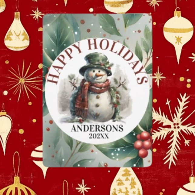 Tarjeta Festiva Deseos Navideños de Vacaciones del Muñeco de Nieve (Spread joy this holiday season with heartfelt Christmas wishes from Brett's Snowman.)