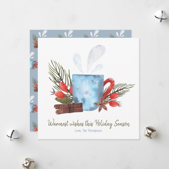 Tarjeta Festiva Deseos navideños más cálidos Mug acogedor (Anverso/Reverso In Situ)