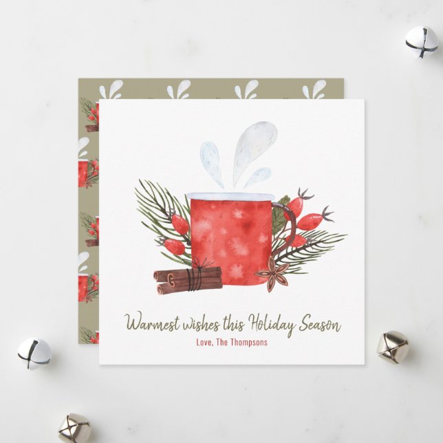 Tarjeta Festiva Deseos navideños más cálidos Mug acogedor (Anverso/Reverso In Situ)