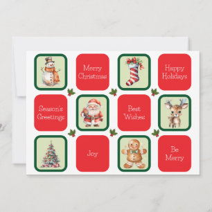 Tarjeta Festiva Deseos Navideños y Festivos Lindos en Cuadrados