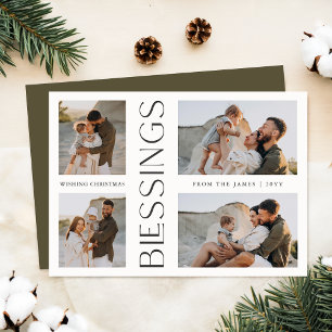 Tarjeta Festiva Deseosos Navidades bendicen cuatro fotos