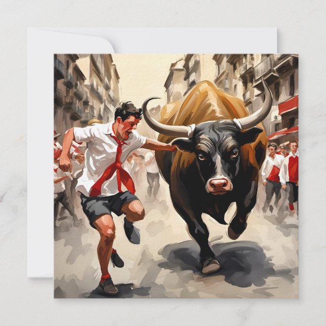 Tarjeta Festiva Desfile de San Fermín en España (Anverso)
