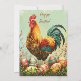 Tarjeta Festiva Deslumbramiento del gallo de Pascua: Encanto Rústi