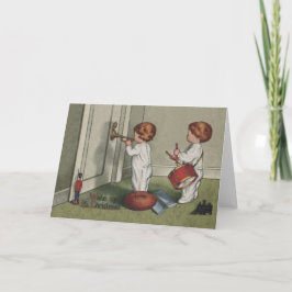 Tarjeta Festiva Despierta a sus Navidades ilustracion infantil lin