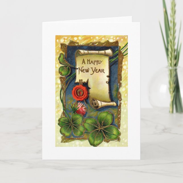 Tarjeta Festiva Desplazamiento de Año Nuevo Feliz (Anverso)