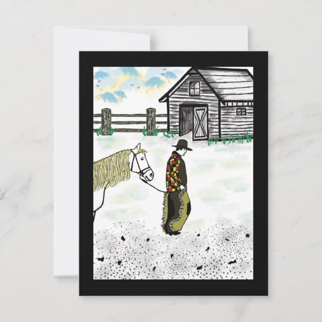 Tarjeta Festiva Después de una equitación (Anverso)