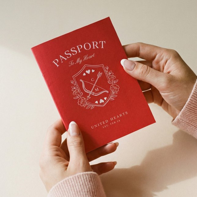 Tarjeta Festiva Destination Passport to My Heart Valentine’s Day (Destination Passport to My Heart Valentine’s Day Holiday Card)
