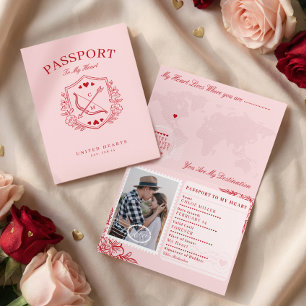Tarjeta Festiva Destino Pasaporte a mi Corazón Día de San Valentín