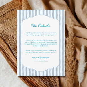 Tarjeta Festiva Detalles clásicos elegantes de boda con rayas azul