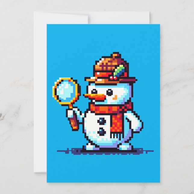 Tarjeta Festiva Detective Snowman - Gracioso misterio del invierno (Anverso)