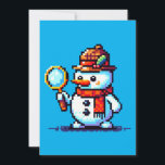 Tarjeta Festiva Detective Snowman - Gracioso misterio del invierno<br><div class="desc">¡Hay un misterio que resolver en la nieve! 🔍 ⛄ El diseño "Detective Snowman" presenta un muñeco de nieve de píxel en un elegante gorra y bufanda, sosteniendo una lupa y buscando pistas en el maravilloso paisaje invernal. Perfecto para los amantes de los misterios, los entusiastas del invierno y los...</div>