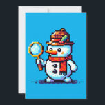 Tarjeta Festiva Detective Snowman - Gracioso misterio del invierno<br><div class="desc">¡Hay un misterio que resolver en la nieve! 🔍 ⛄ El diseño "Detective Snowman" presenta un muñeco de nieve de píxel en un elegante gorra y bufanda, sosteniendo una lupa y buscando pistas en el maravilloso paisaje invernal. Perfecto para los amantes de los misterios, los entusiastas del invierno y los...</div>