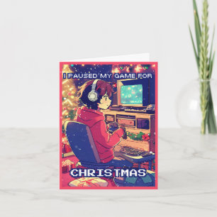 Tarjeta Festiva Detuve mi juego para Navidades Gamer Videojuegos