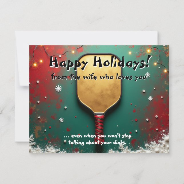 Tarjeta Festiva Devoción de Dinkmas de Pickleball🎅 (Anverso)