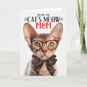 Tarjeta Festiva Devon Rex Cat para mamá en el día de la madre