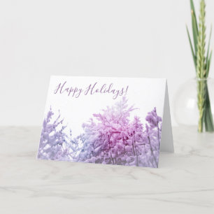 Tarjeta Festiva Día brillante de invierno Árboles nevados teñidos 