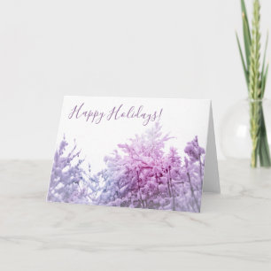 Tarjeta Festiva Día brillante de invierno Árboles nevados teñidos