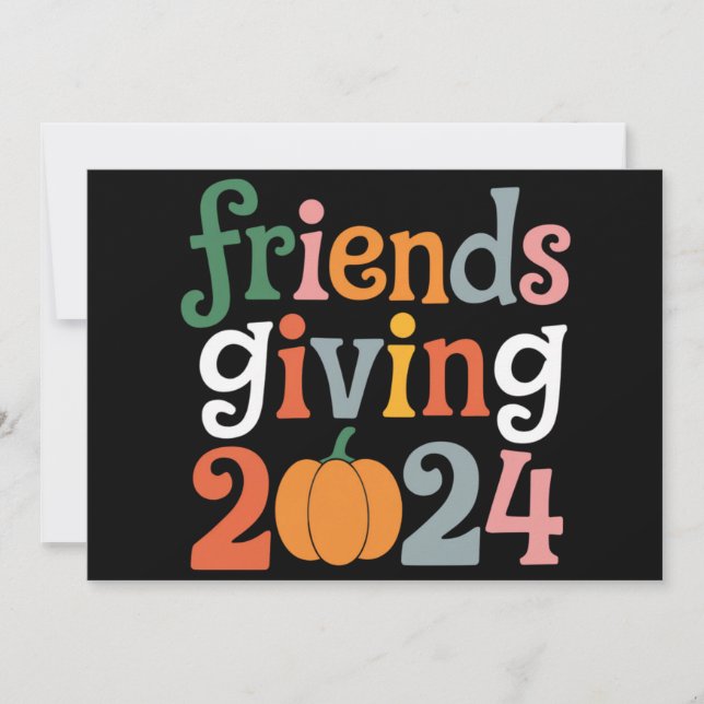 Tarjeta Festiva Día de Acción de Gracias 2024 de los retro amigos (Anverso)