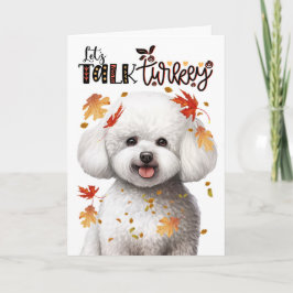 Tarjeta Festiva Día de Acción de Gracias, Bichon Frise Perro habla