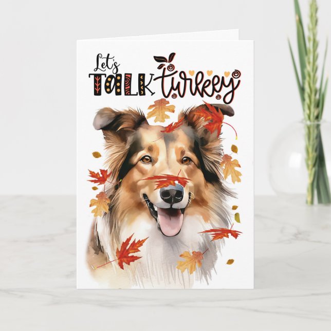 Tarjeta Festiva Día de Acción de Gracias Collie Dog hablemos de Tu (Anverso)