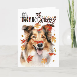 Tarjeta Festiva Día de Acción de Gracias Collie Dog hablemos de Tu