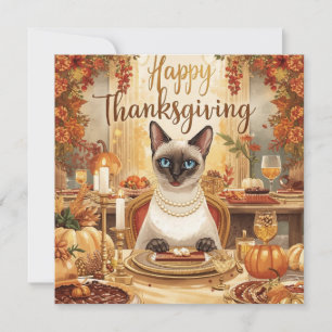 Tarjeta Festiva Día de Acción de Gracias con calabaza y flor para