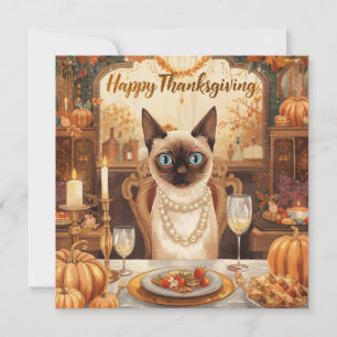 Tarjeta Festiva Día de Acción de Gracias con calabaza y flor para