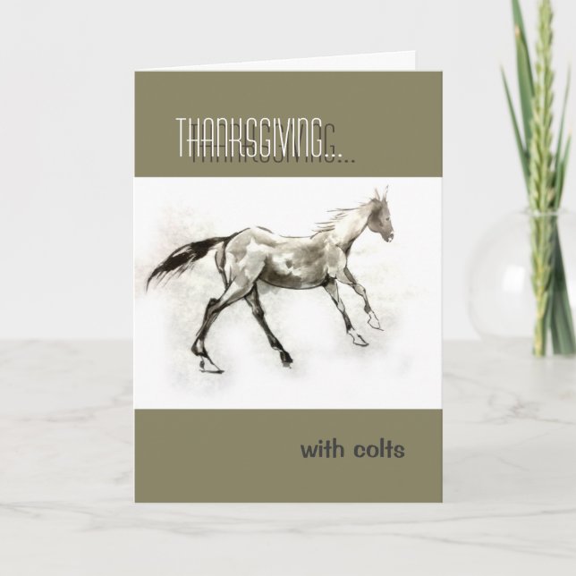 Tarjeta Festiva Día de Acción de Gracias con colt Reescribirte a t (Anverso)