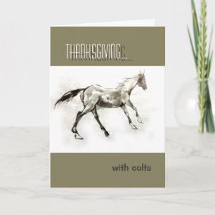 Tarjeta Festiva Día de Acción de Gracias con colt Reescribirte a t