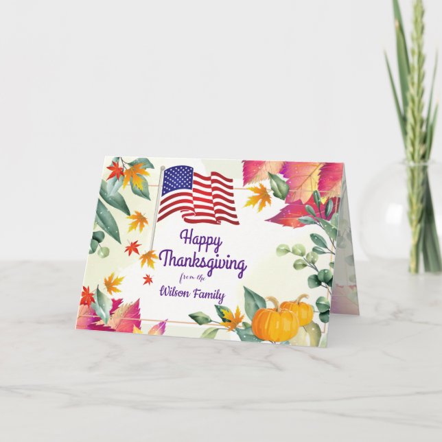 Tarjeta Festiva Día de Acción de Gracias cristiano con follaje de  (Anverso)