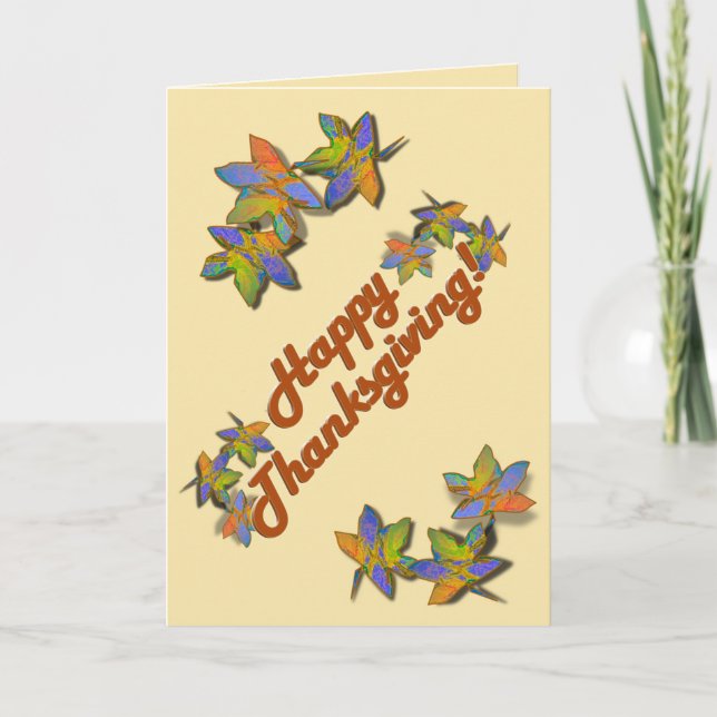 Tarjeta Festiva Día de Acción de Gracias de Autumn Leaves (Anverso)