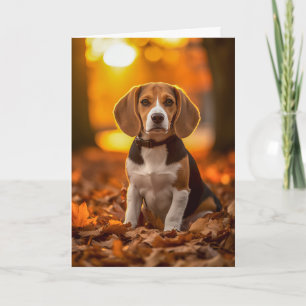 Tarjeta Festiva Día de Acción de Gracias de cachorro Beagle