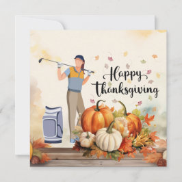 Tarjeta Festiva Día de Acción de Gracias de Golf Saludo de Otoño p